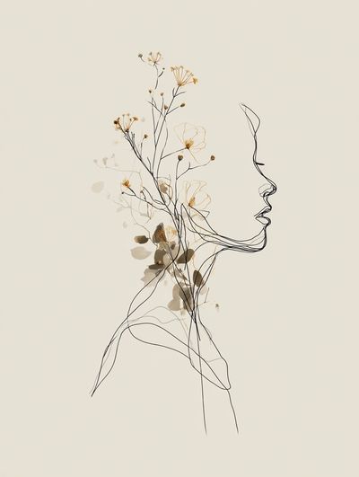 Floral Silhouette — Minimalist Print. poster