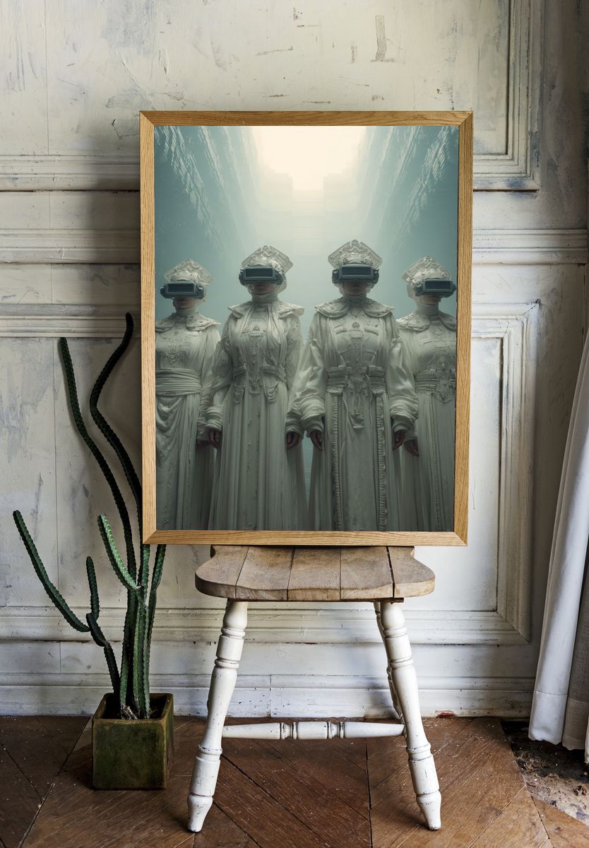 Futuristic Sisters — Surrealism Print. — room view 1