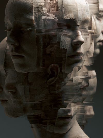 Fragmented Faces Surrealism Print.