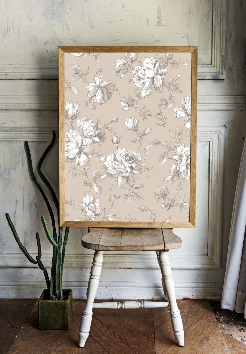 Floral Sketch — Vintage Print room preview