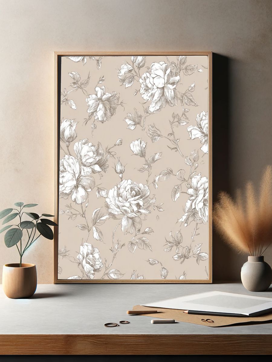 Floral Sketch — Vintage Print. — room view 2
