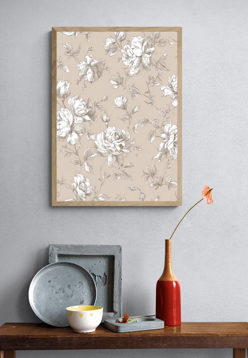 Floral Sketch — Vintage Print. — room view 3