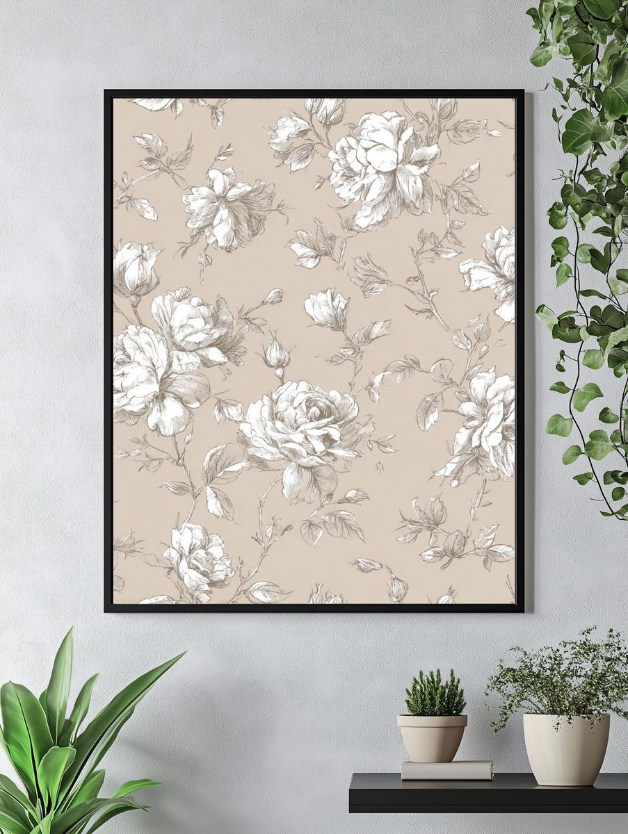 Floral Sketch — Vintage Print. — room view 4