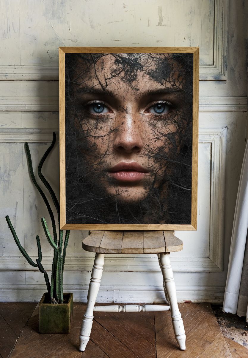 Forest Face Surrealism Poster. room preview