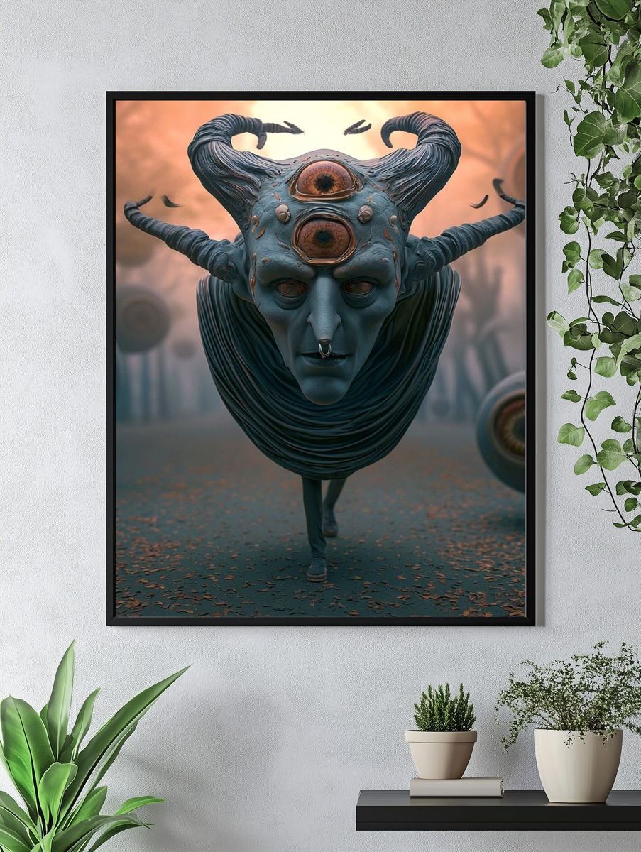 Cyclopean Horned Figure Surrealism Poster. — room view 4