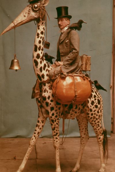 Surreal Gentleman on Spotted Bird Poster. poster