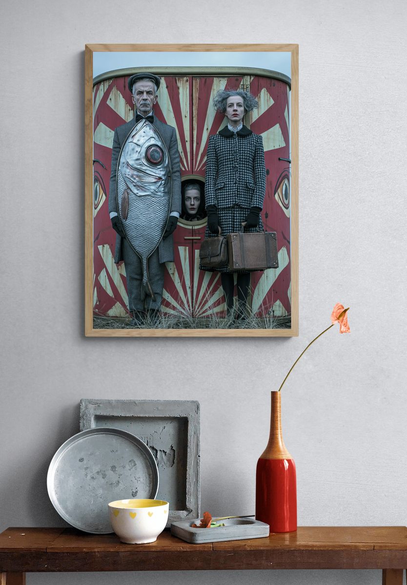 Surreal Fish Costume Portrait Poster. — room view 3