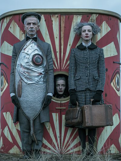 Surreal Fish Costume Portrait Poster.