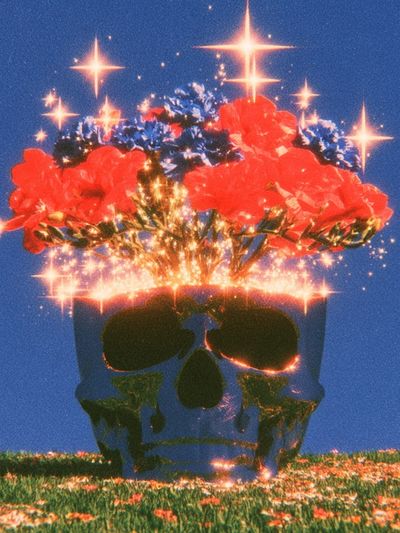 Skull Flower Bloom Surrealism Poster. poster