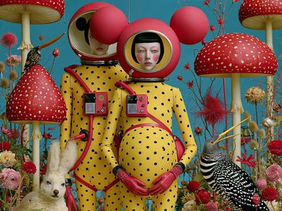 Surreal Mushroom Garden Poster.