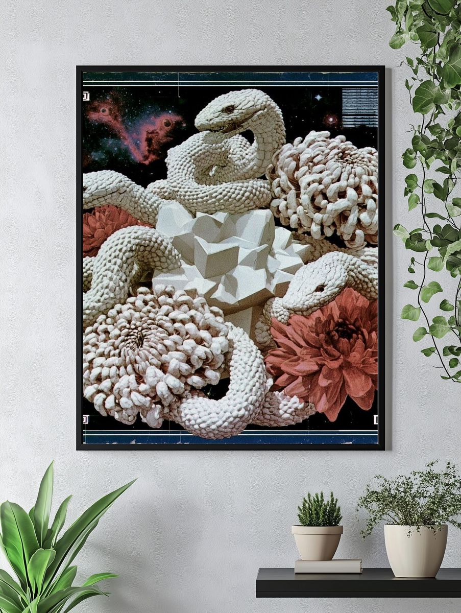 Surreal Serpent Floral Poster. — room view 4