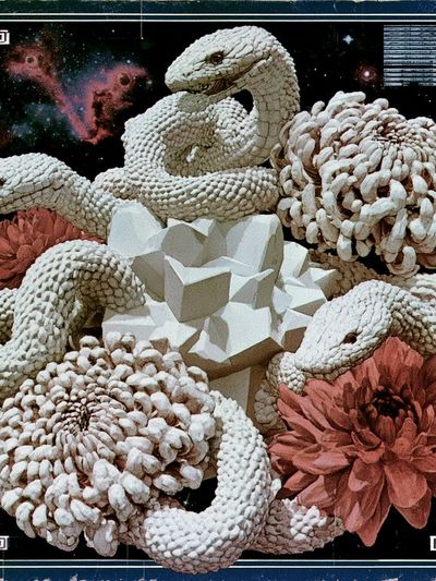 Surreal Serpent Floral Poster.