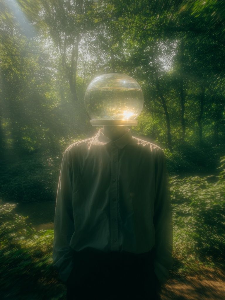 Glass Head in Forest Surrealism Print. poster — fine-art art
