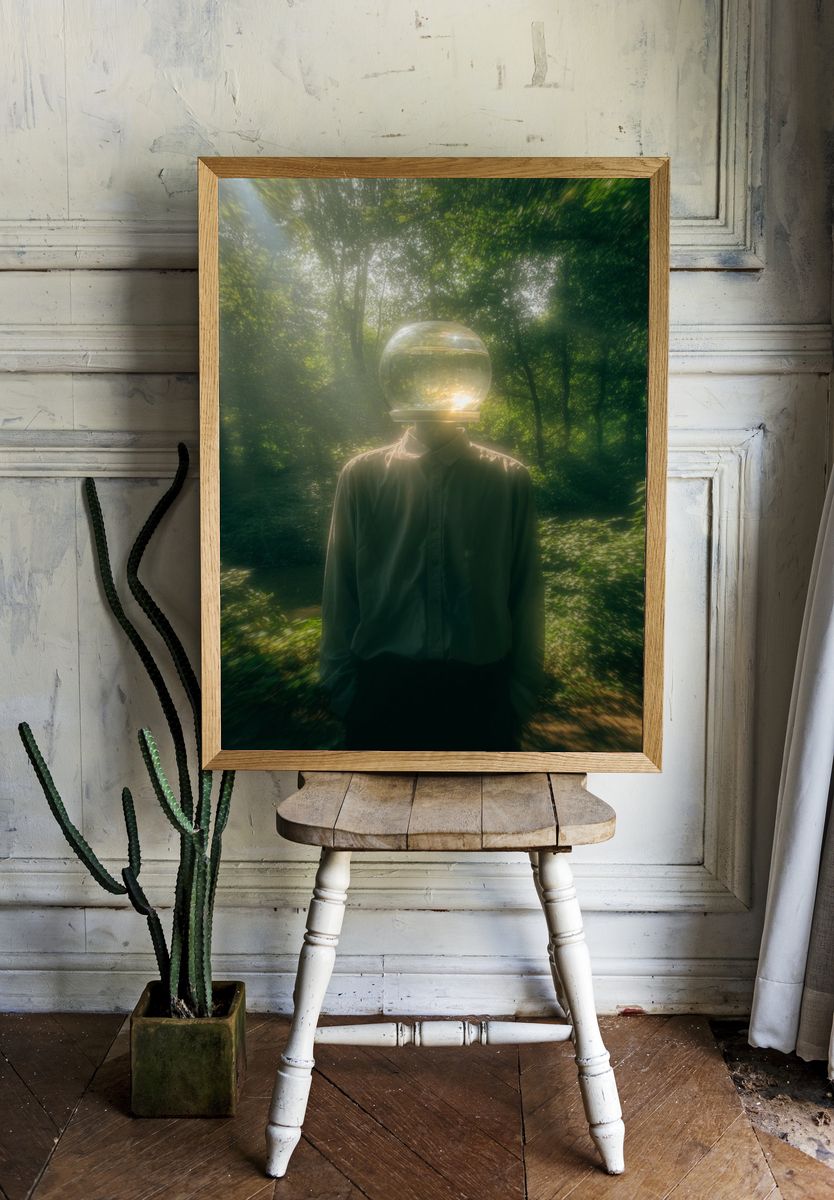 Glass Head in Forest Surrealism Print. — room view 1