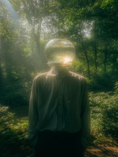 Glass Head in Forest Surrealism Print. poster print