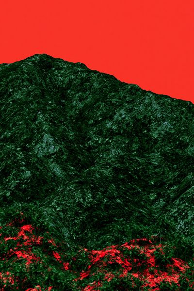 Surreal Red Sky Mountain Print.