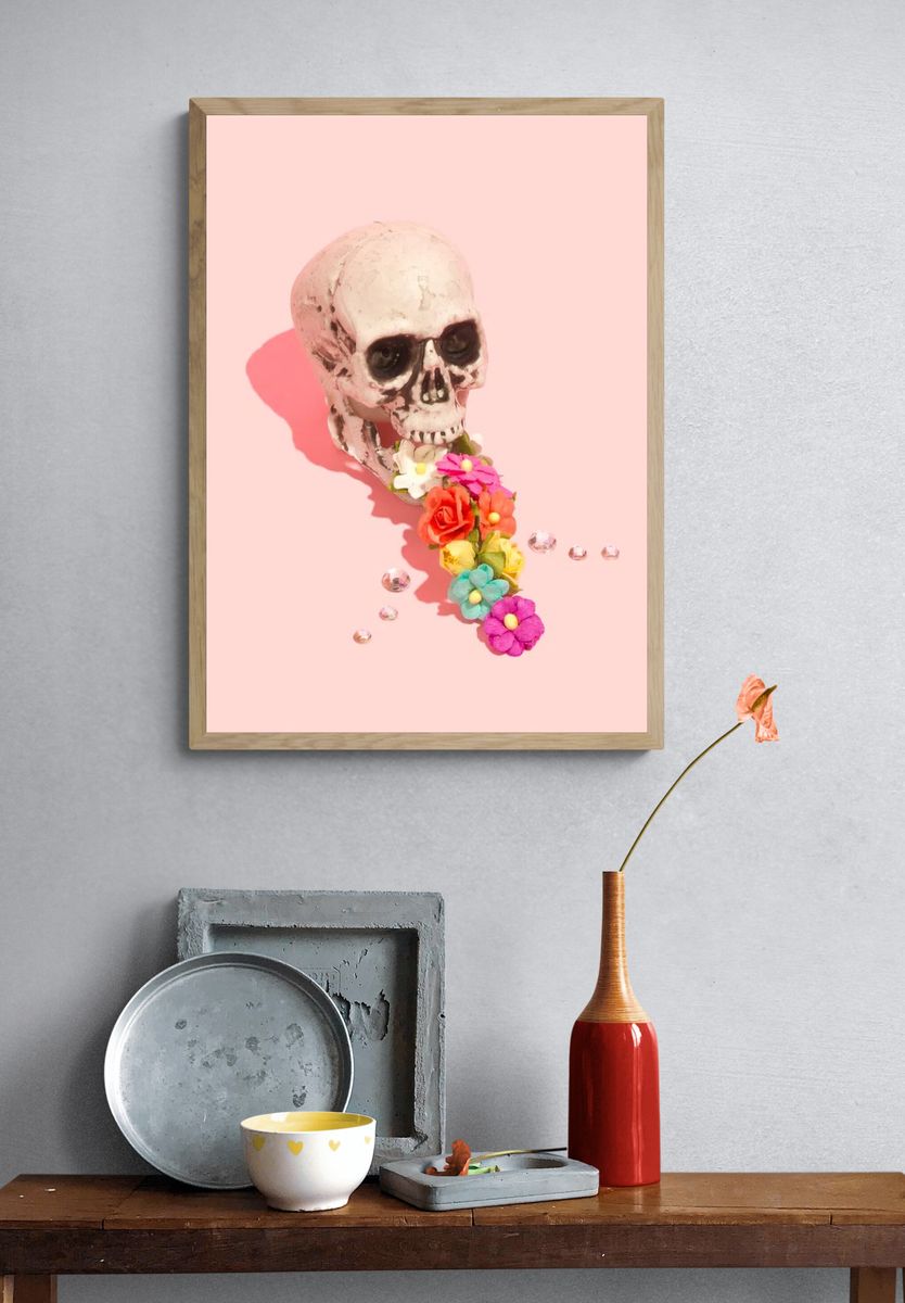 Skull vomiting colorful flowers. — room view 3