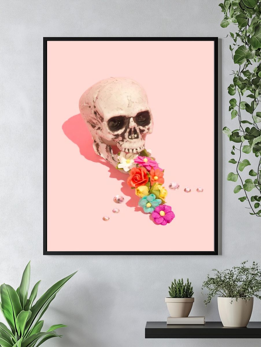 Skull vomiting colorful flowers. — room view 4