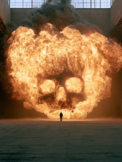 Skull Fireball — Surrealism Print. poster