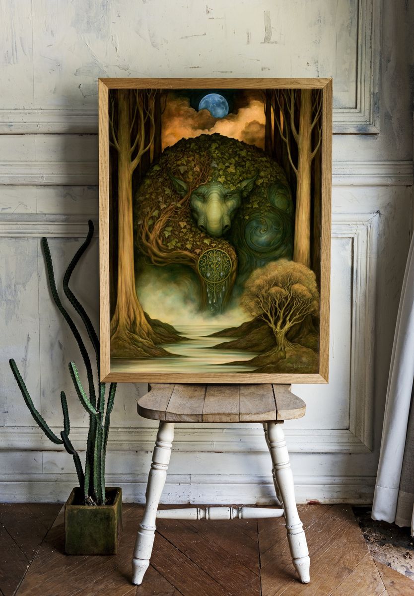 Forest Spirit Surrealism Poster. room preview