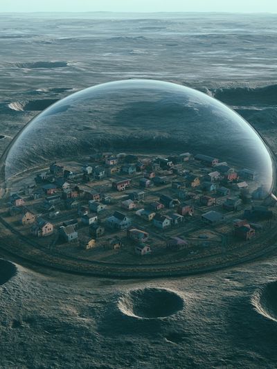 Floating Village Surrealism Print.