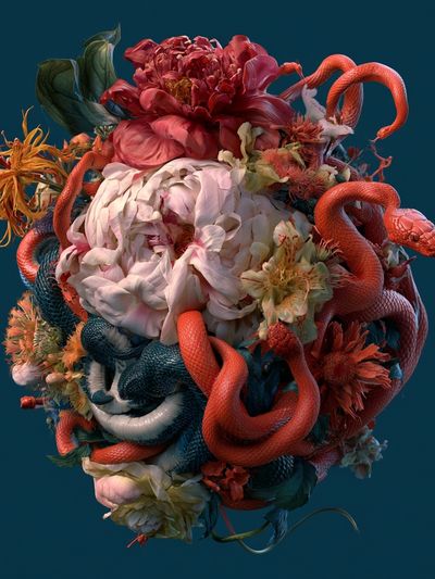Serpent Bloom Surrealism Poster.