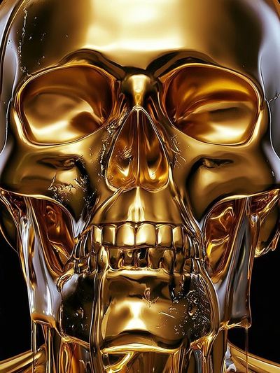 Golden Skull Surrealism Poster. poster