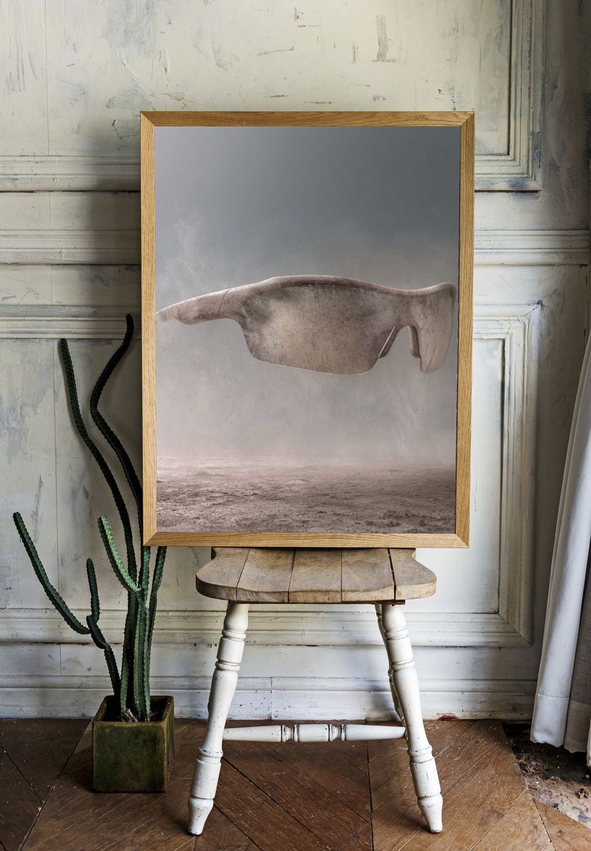 Surreal Floating Sunglasses Print. room preview