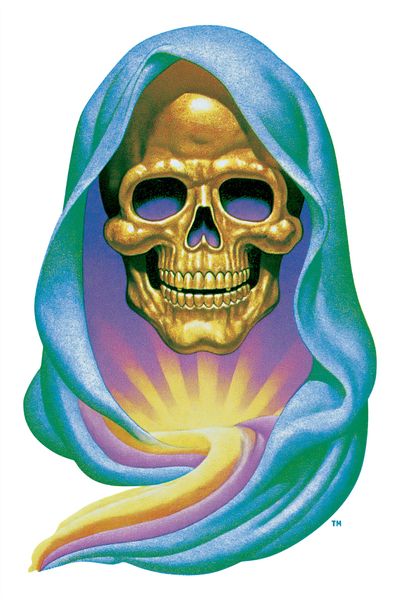 Golden Skull Surrealism Poster.