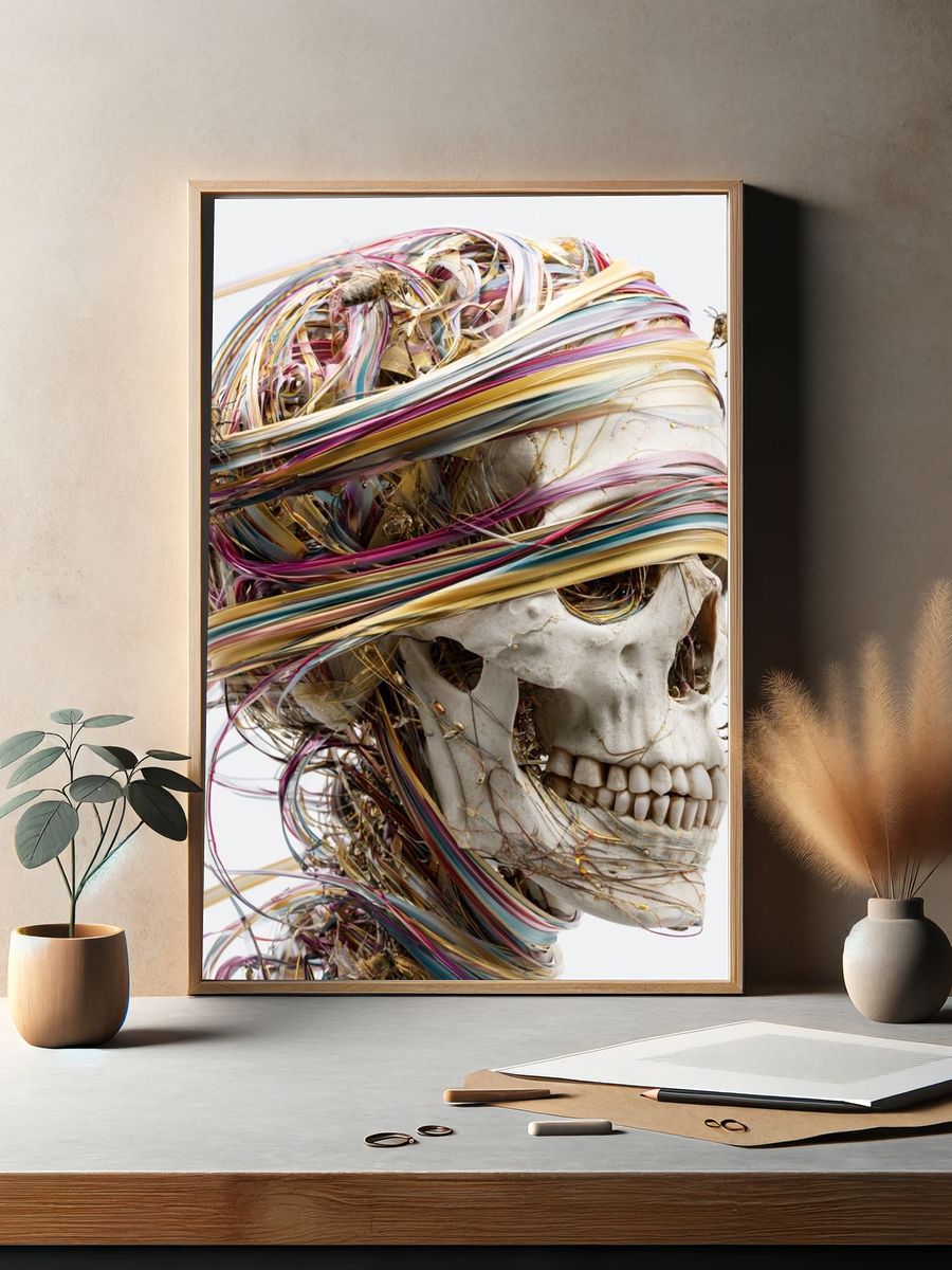Bee-Wrapped Skull Surrealism Print. — room view 2