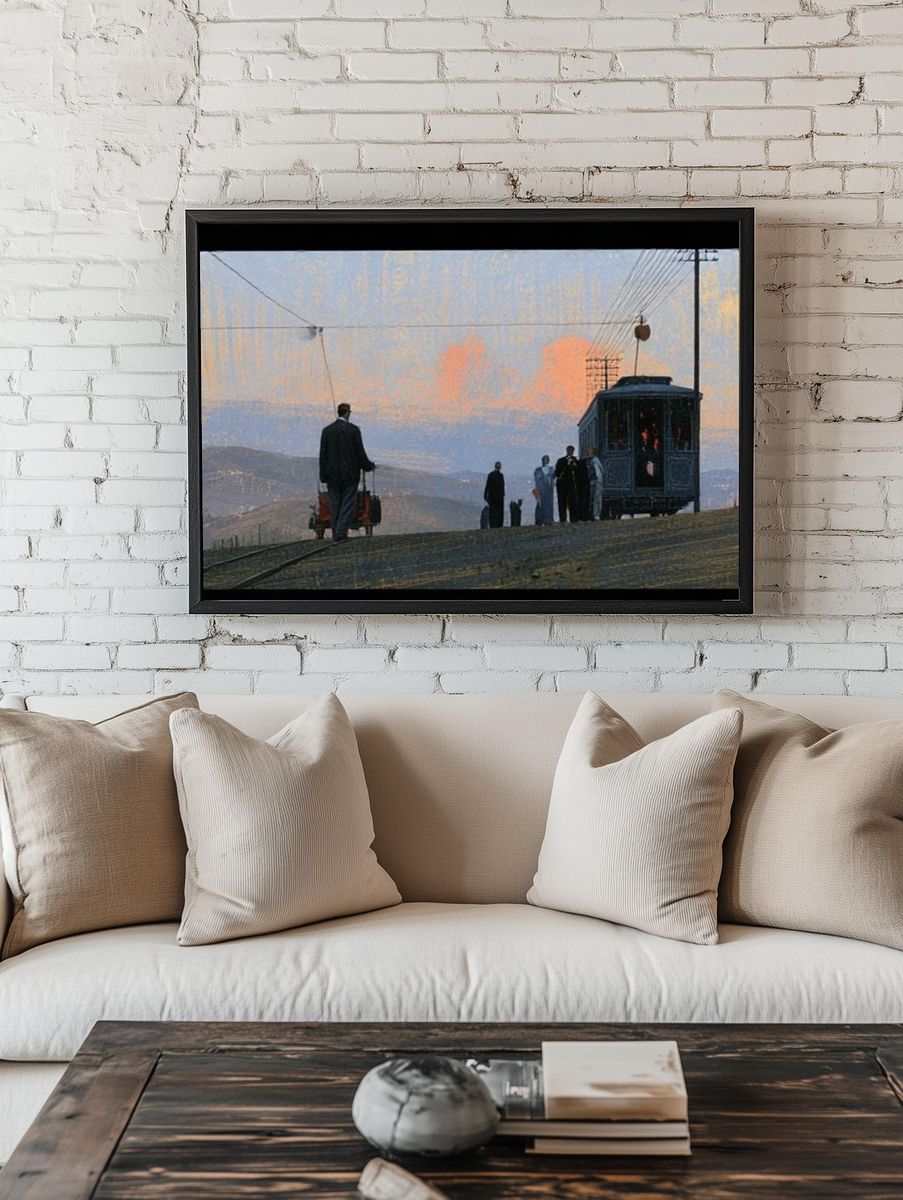 Tram at Dusk Fine-Art Poster. room preview
