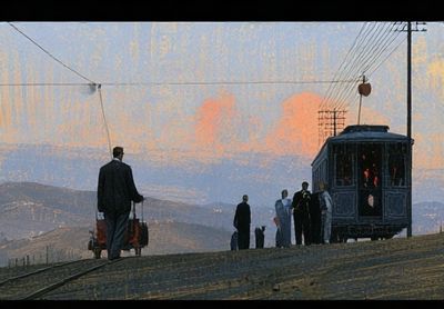 Tram at Dusk Fine-Art Poster. poster