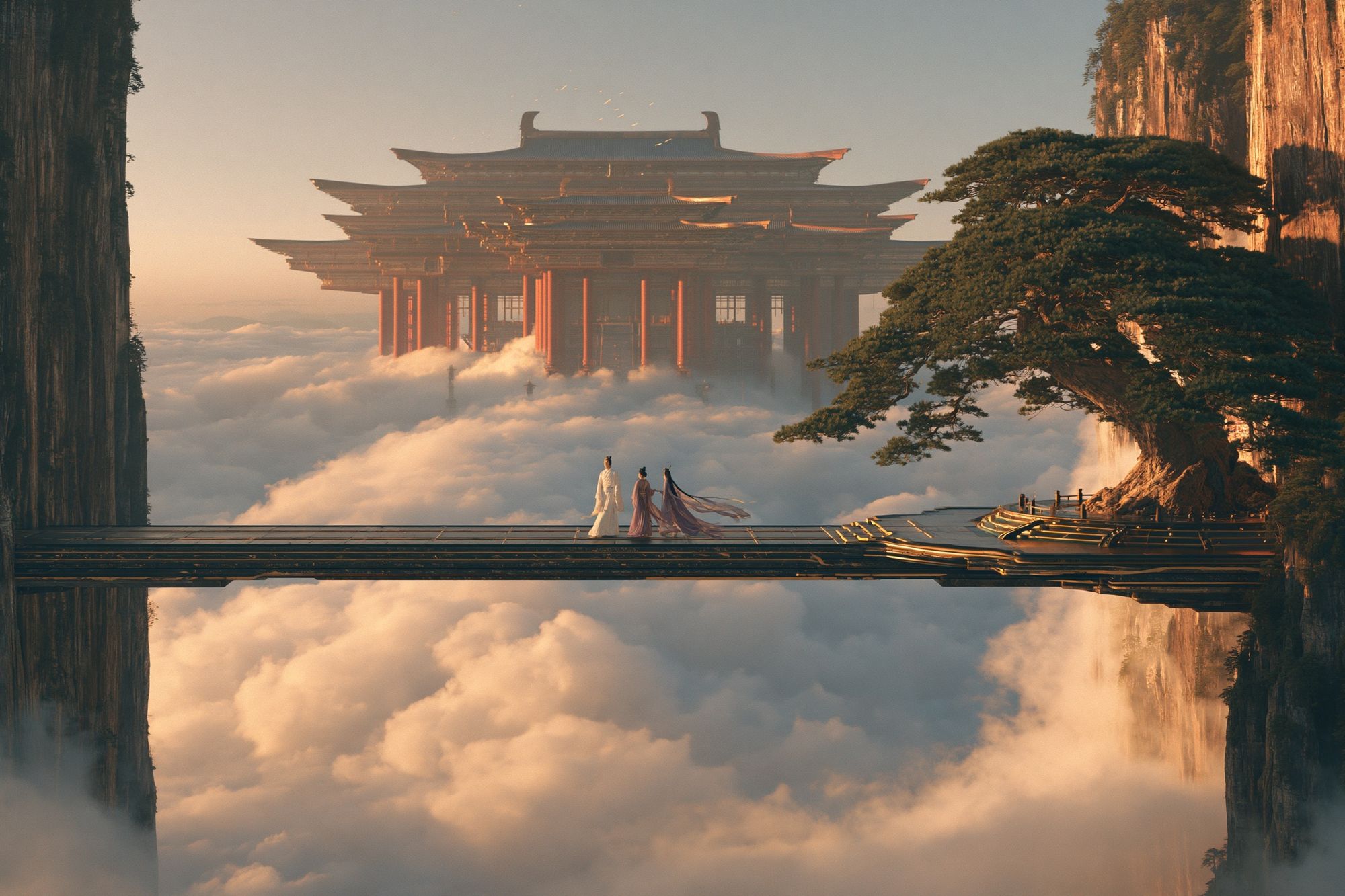 Floating Temple Landscape Print. poster — fine-art art