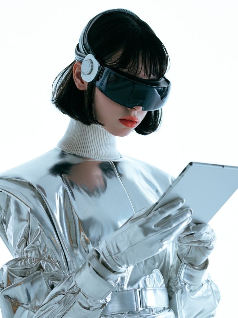 Futuristic Silver Portrait Print. poster — photography art
