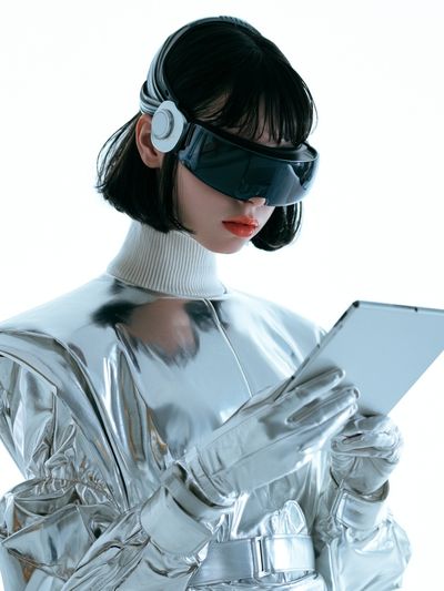 Futuristic Silver Portrait Print.