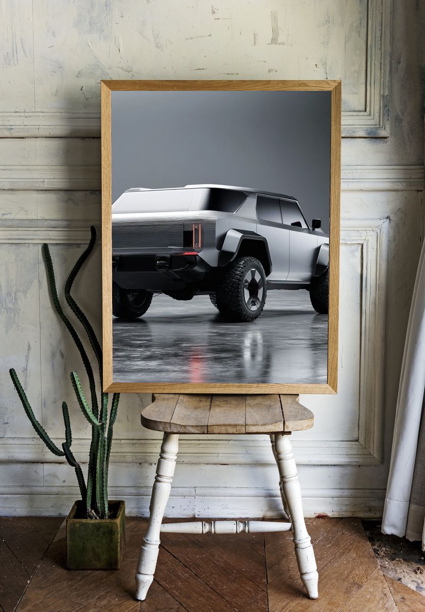 Futuristic Electric SUV Photography Poster. room preview