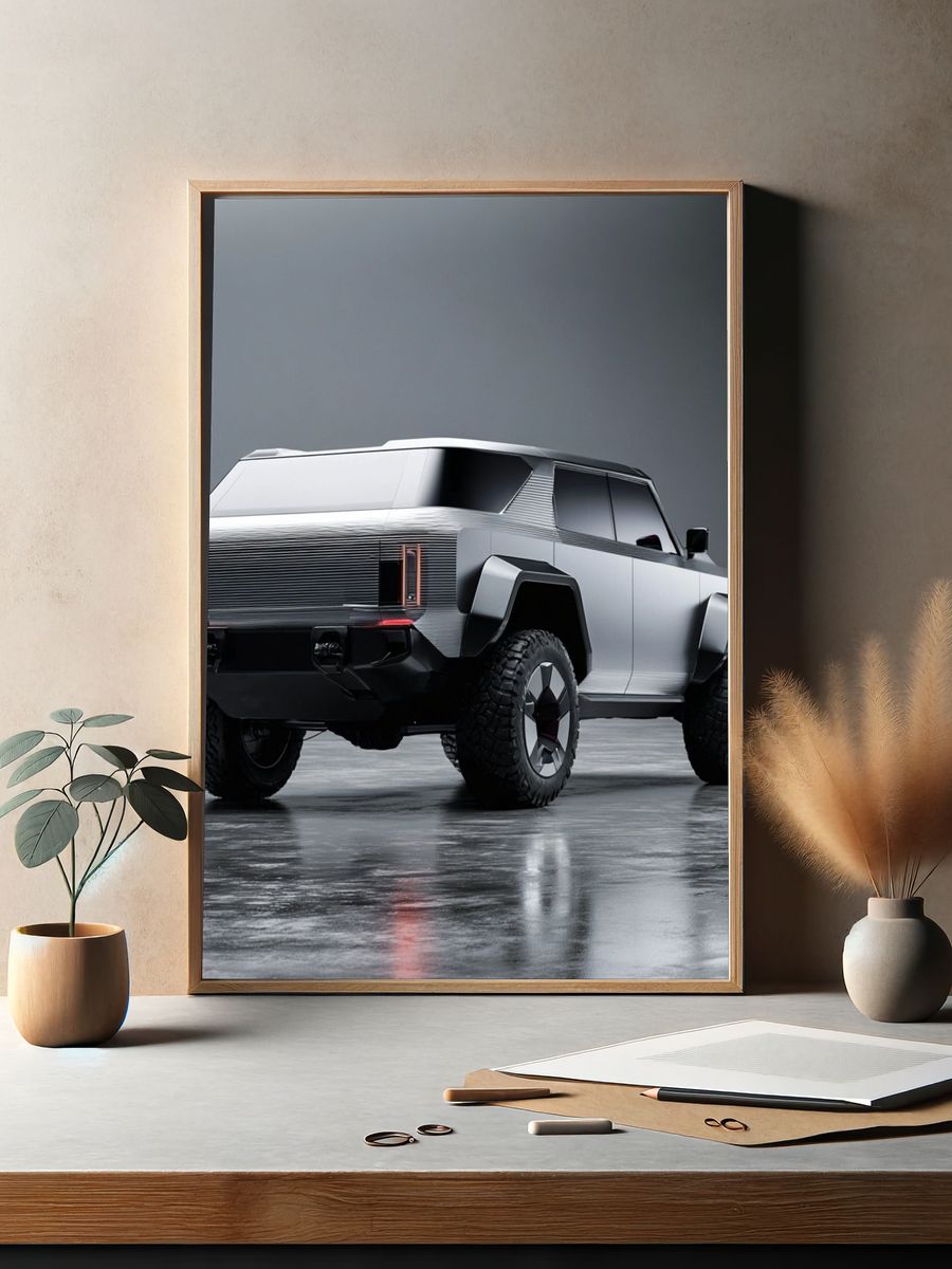 Futuristic Electric SUV Photography Poster. — room view 2