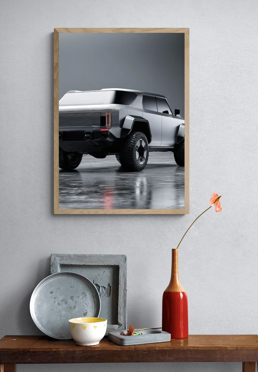 Futuristic Electric SUV Photography Poster. — room view 3