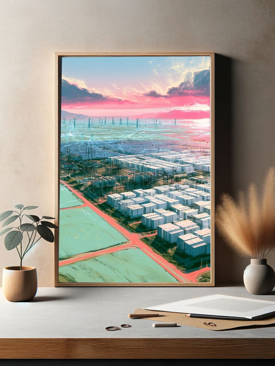 Futuristic Cityscape Digital Art Poster. — room view 2