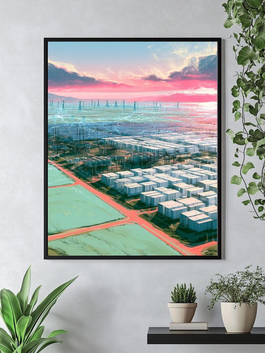 Futuristic Cityscape Digital Art Poster. — room view 4
