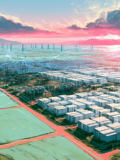 Futuristic Cityscape Digital Art Poster.