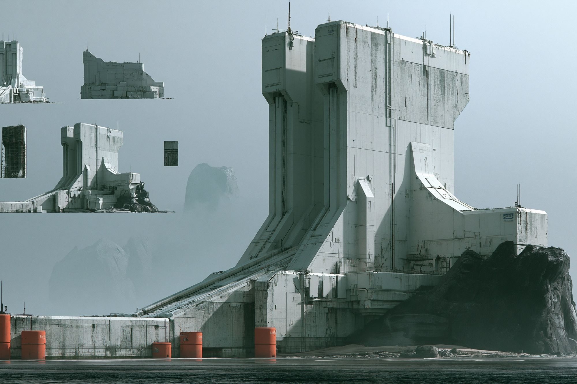 Futuristic Seaside Fortress Print. poster detail