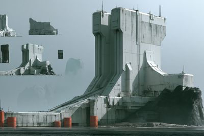 Futuristic Seaside Fortress Print.