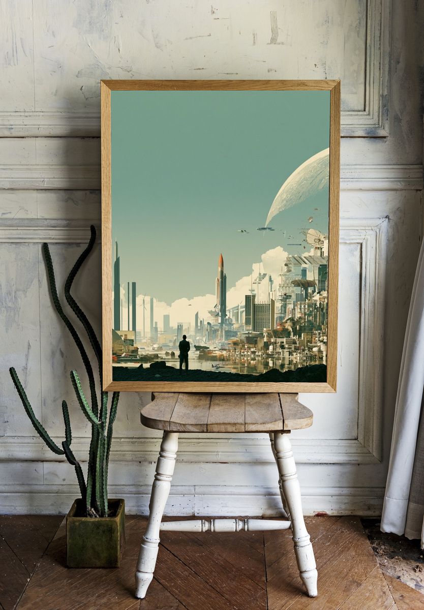 Futuristic Cityscape — Sci-Fi Print. room preview