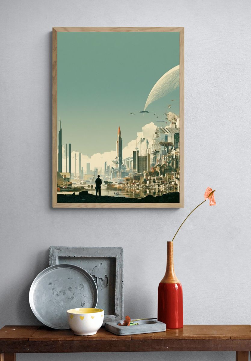 Futuristic Cityscape — Sci-Fi Print. — room view 3