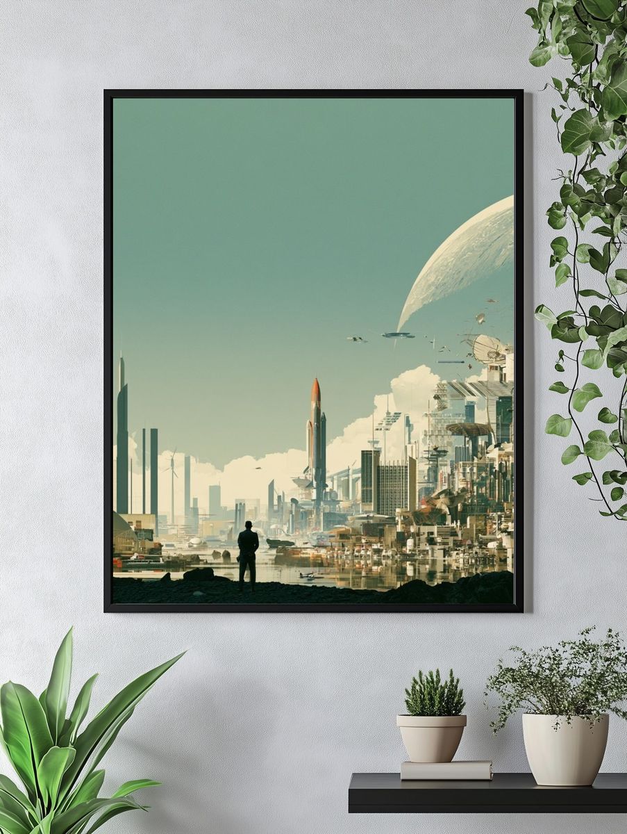 Futuristic Cityscape — Sci-Fi Print. — room view 4
