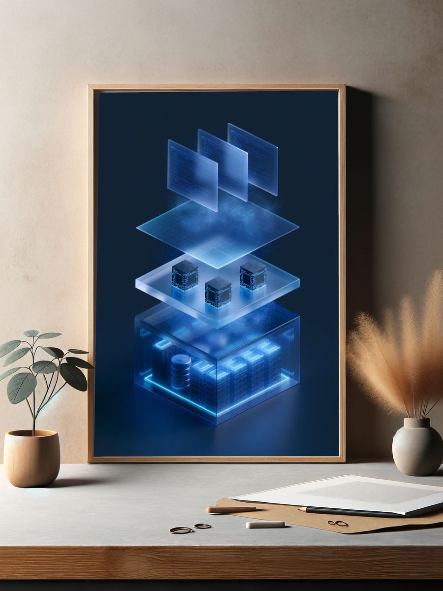 Futuristic Data Layers Illustration Poster. — room view 2