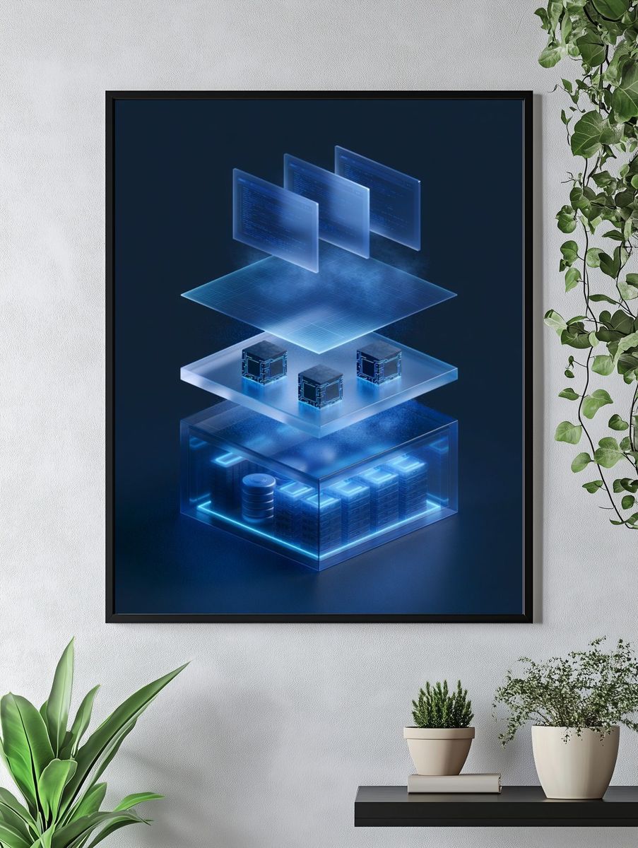 Futuristic Data Layers Illustration Poster. — room view 4