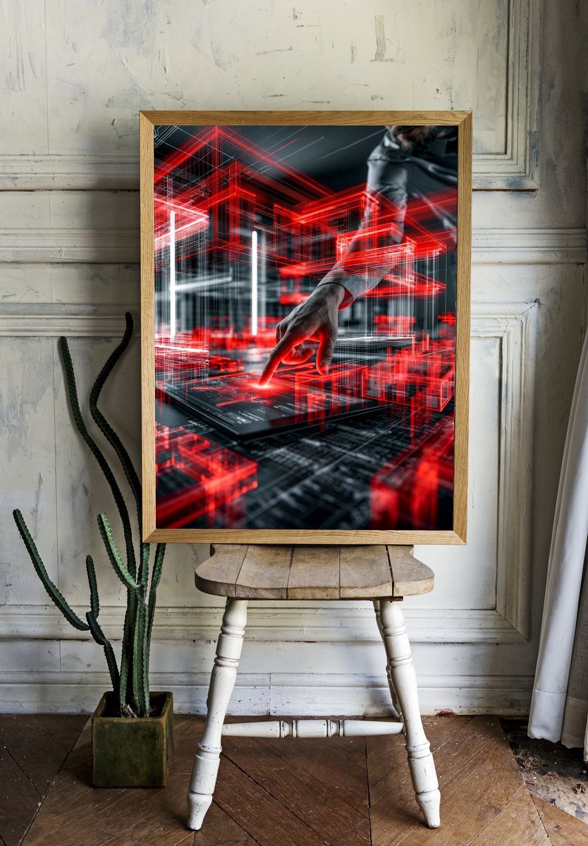 Futuristic Digital Interface Poster. room preview
