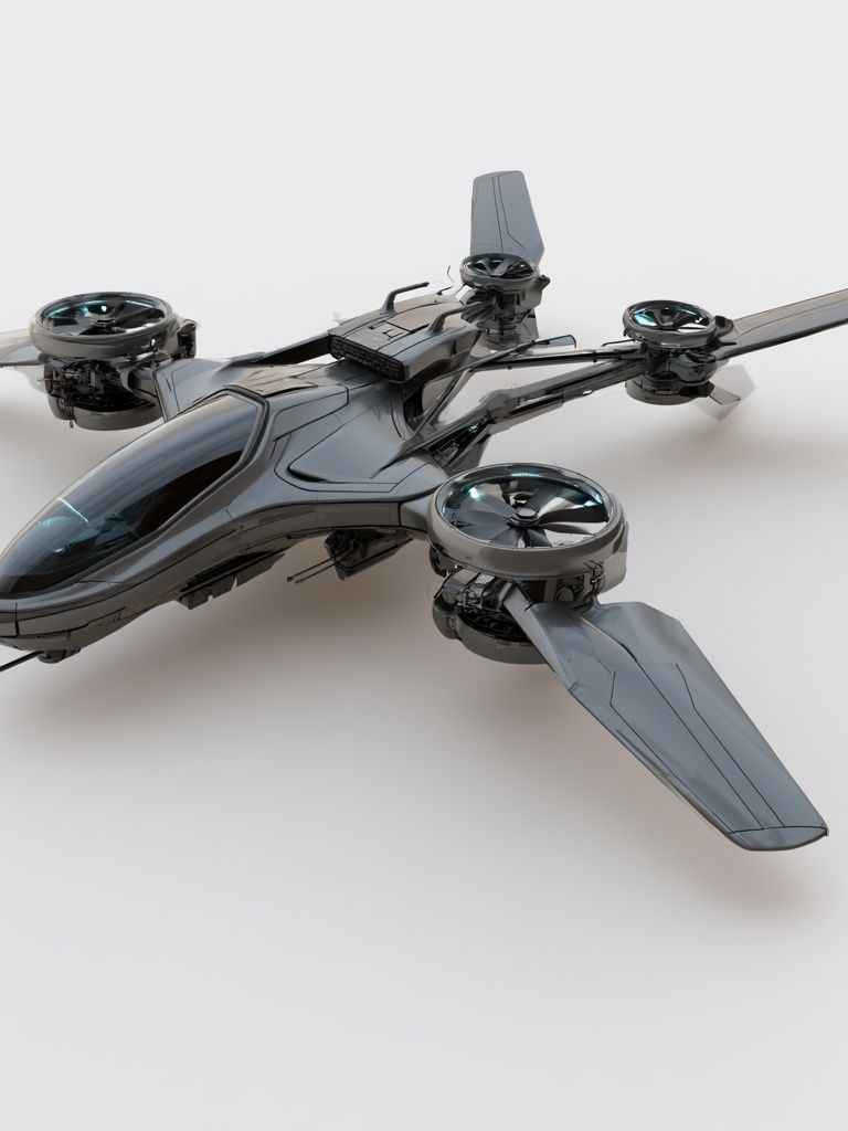 Futuristic VTOL Aircraft Illustration Poster. poster — illustration art